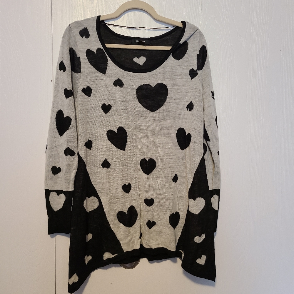 Style & Co asymmetric hem heart knit sweater